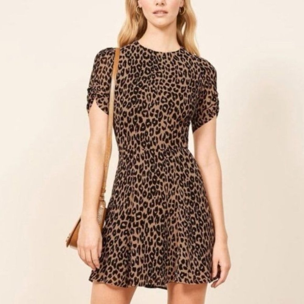 Reformation Womens Gracie Mini Dress Sz 6 Cheetah Designer French Classic Animal